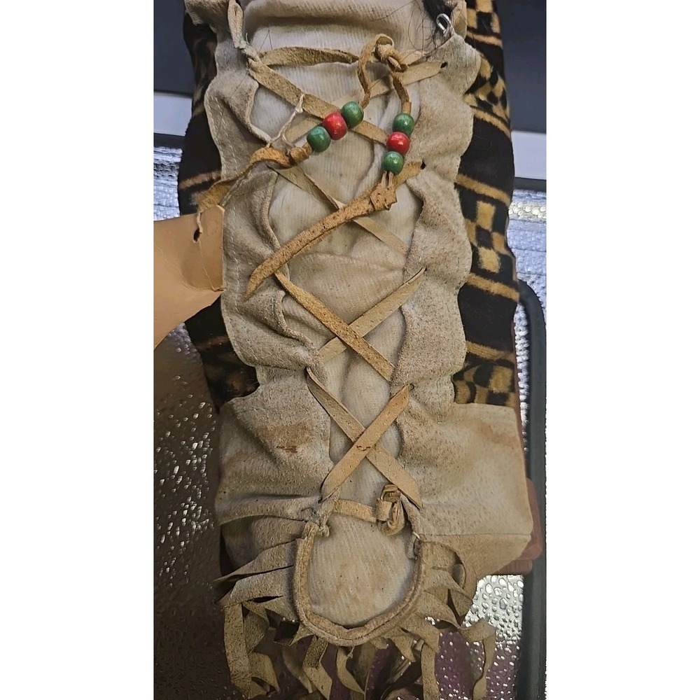 Vintage Porcelain Native American Angels Doll Swaddled On Sled  "Used" - Picture 5 of 7